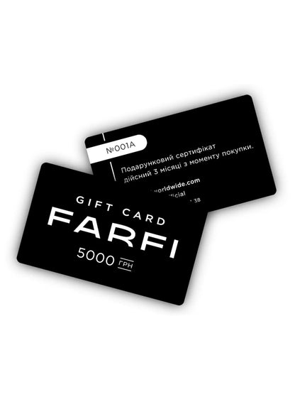 Подарунковий сертифікат на 5000 грн - FARFIПодарунковий сертифікат на 5000 грнGIFT CARD FARFI